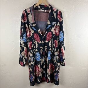 Soft Surroundings Moody Dark Floral Cardigan Duster Long Glasgow Pockets Medium
